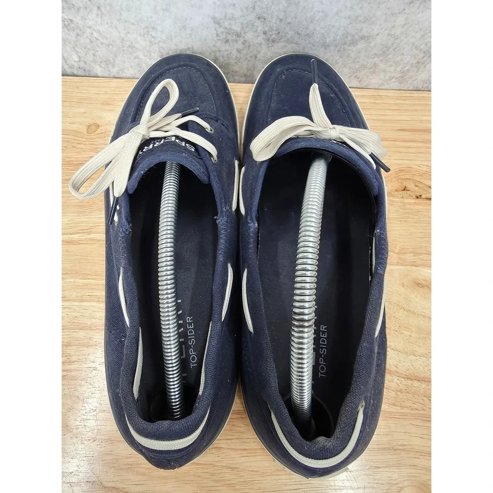 Sperry Top-Sider Boat Shoes Mens 12 Navy Blue Canvas Slip On Sneakers STS17277